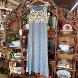 VINTAGE - Handmade Reversible Denim/Flower Print Maxi Dress